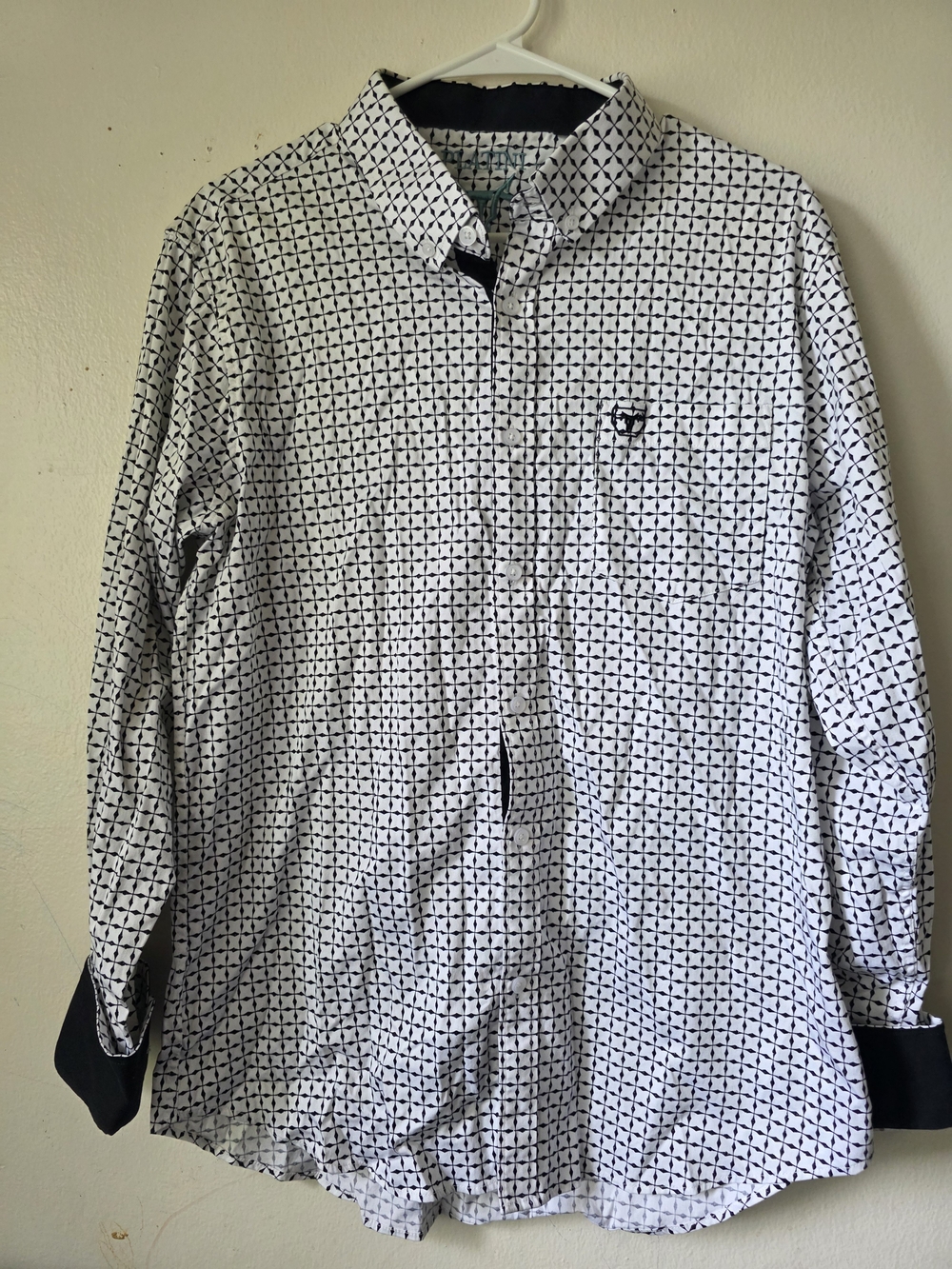 Men's White & Black Patterned Lightweight Shirt Jacket